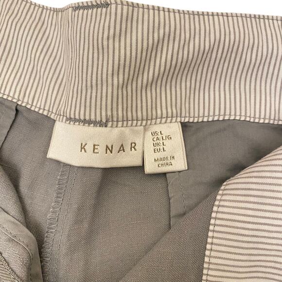 Women's Kenar 100% Linen Wide Leg Size Large Light Gray Pants Neutral Quiet Lux - Picture 5 of 14